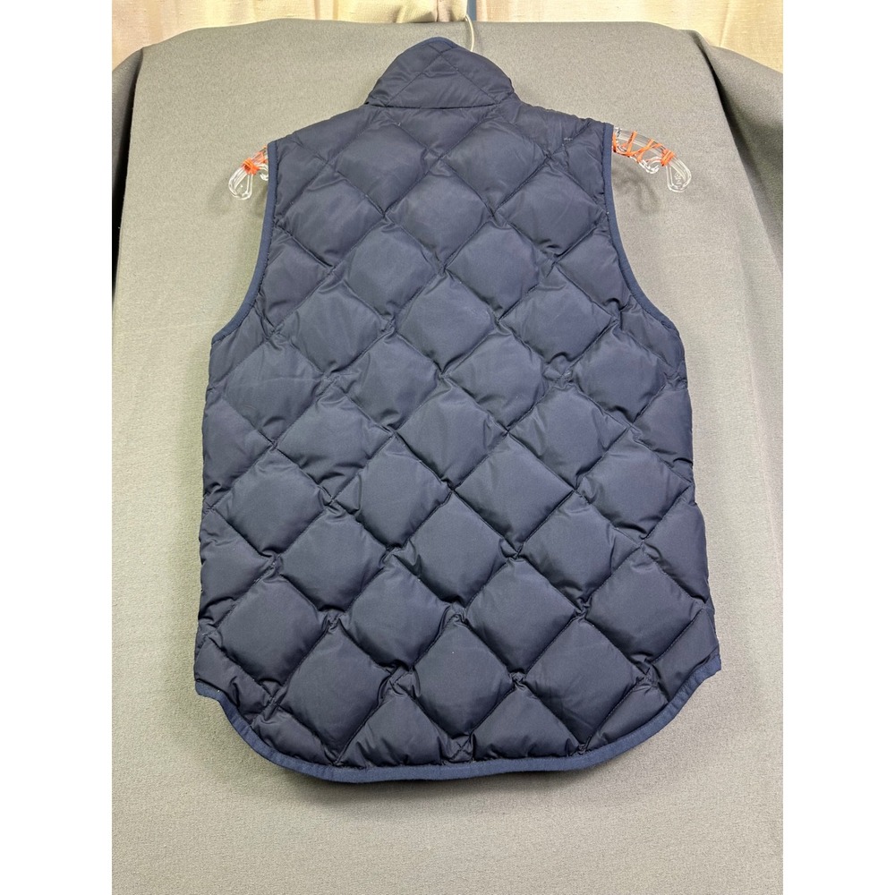 J.Crew‎ Excursion Quilted Puffer Vest Women's Navy Blue Gold Snaps Down Fill PXS - Picture 2 of 10